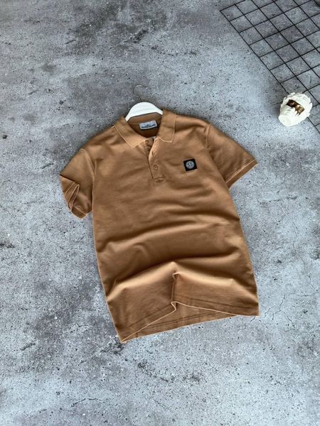 Чоловіча футболка Поло Stone Island бежева Теніска Стон Айленд Моло-Dib/10 фото