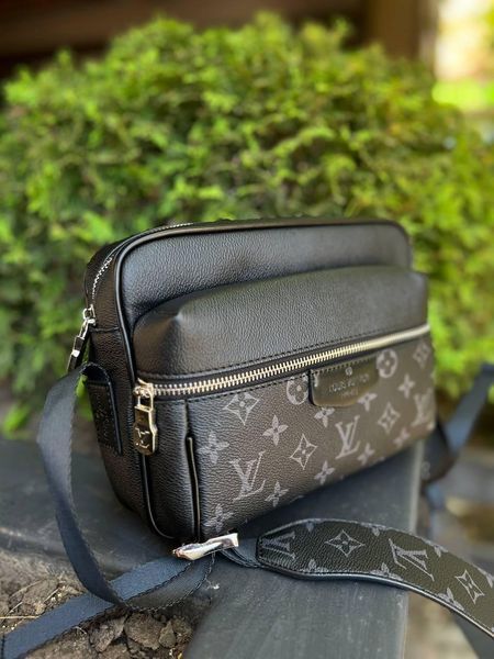 Мужская сумка через плечо Louis Vuitton черная Сумка кожаная Луи Виттон Cap-116 фото