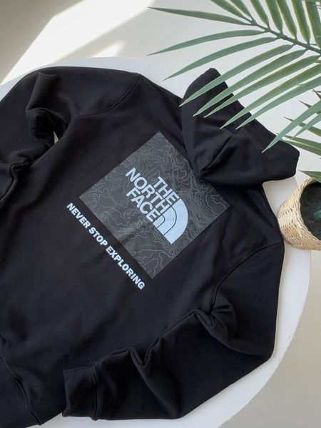 Чоловіче зимове худі The North Face чорне Кофта Зе Норт Фейс з капюшоном на мікрофлісі Гла-126 фото