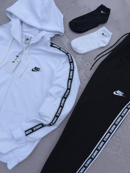 Чоловічий спортивний костюм Nike з лампасами чорний Комплект Найк Кофта на змійці Штани Хар-595 фото