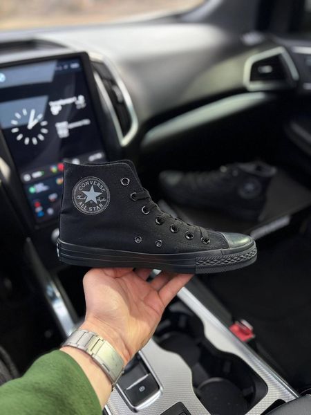 Жіночі кеди Converse All Star високі чорні текстиль Кросівки Конверси Arm-HH820 фото