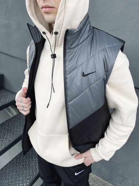 Чоловічий спортивний костюм Nike з плащової тканини сірий Комплект Найк Жилетка Штани Барсетка Intr-1620133723 фото