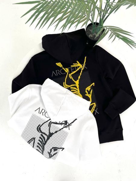 Мужское зимнее худи Arcteryx на микрофлисе черное Кофта Арктерикс с капюшоном Гла-136 фото