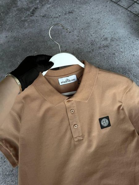 Чоловіча футболка Поло Stone Island бежева Теніска Стон Айленд Моло-Dib/10 фото