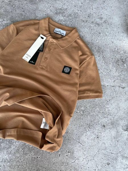 Чоловіча футболка Поло Stone Island бежева Теніска Стон Айленд Моло-Dib/10 фото