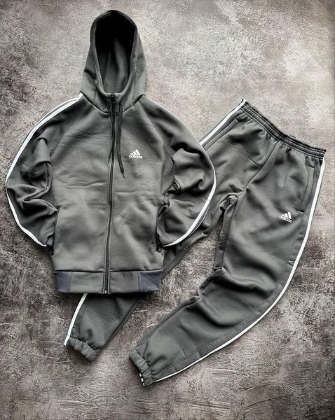 Мужской зимний спортивный костюм Adidas серый Комплект Адидас с капюшоном Univer-75 фото