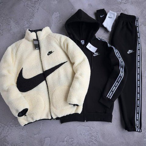 Мужской спортивный костюм Nike 3в1 черный Комплект Найк Худи Штаны Куртка Хар-718 1 фото