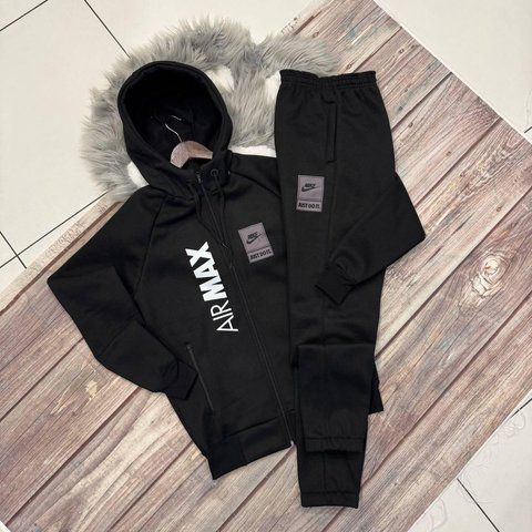 Мужской зимний спортивный костюм Nike Air Max черный Комплект Найк лакоста с капюшоном Sta-102 фото