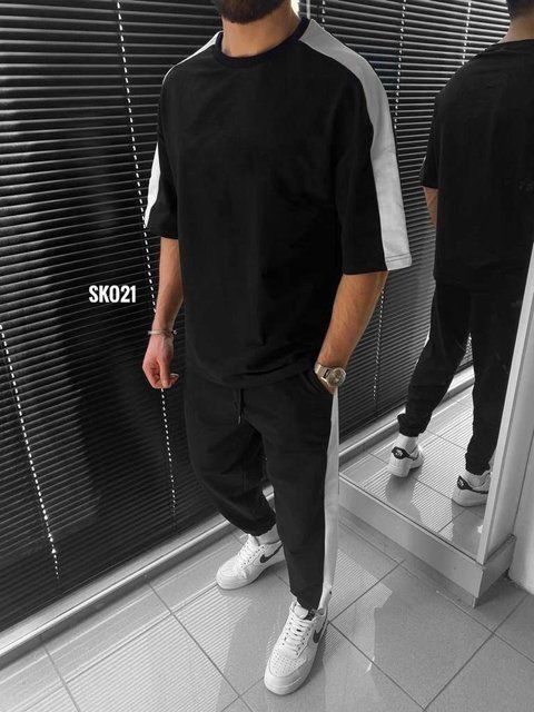 Мужской летний костюм футболка и штаны черный Smm-sko21 фото