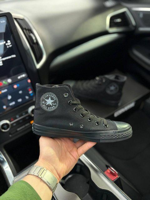 Женские кеды Converse All Star высокие черные текстиль Кроссовки Конверсы Arm-HH820 фото