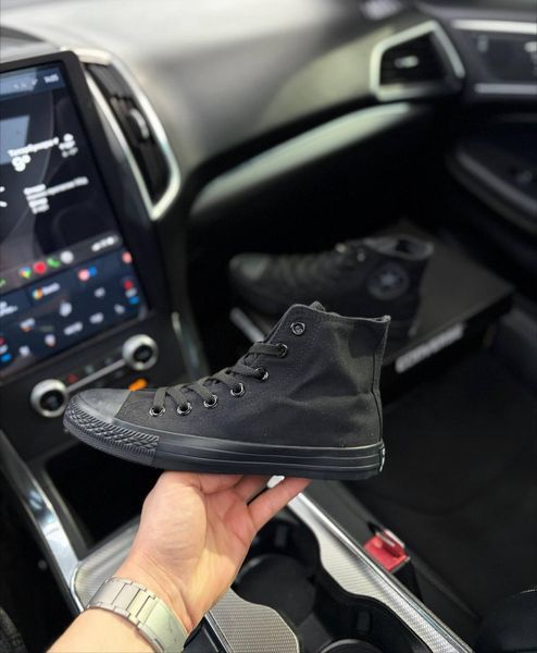 Жіночі кеди Converse All Star високі чорні текстиль Кросівки Конверси Arm-HH820 фото