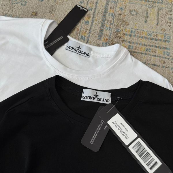 Мужской летний костюм Stone Island Футболка Шорты белый с черным Стон Айленд Ads-362 фото