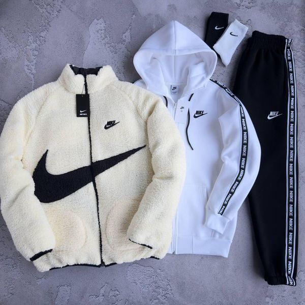 Чоловічий спортивний костюм Nike 3в1 чорний Комплект Найк Худі Штани Куртка Хар-718 1 фото