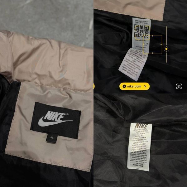 Чоловіча зимова куртка Nike Nocta бежева Пуховик Найк Нокта без капюшона Моло-34701 фото