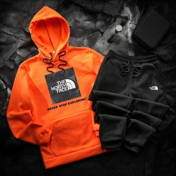 Мужской зимний спортивный костюм The North Face бело-черный Комплект ТНФ Худи Штаны Hot-14 фото