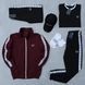 Чоловічий набір Fred Perry 6в1 бордовий з чорним Комплект Фред Перрі Кофта Штани Шорти Футболка Кепка Хар-621 фото 1