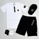 Мужской летний костюм Футболка Шорты Кепка Stone Island черно-белый с патчем Стон Айленд хар-890 фото 1