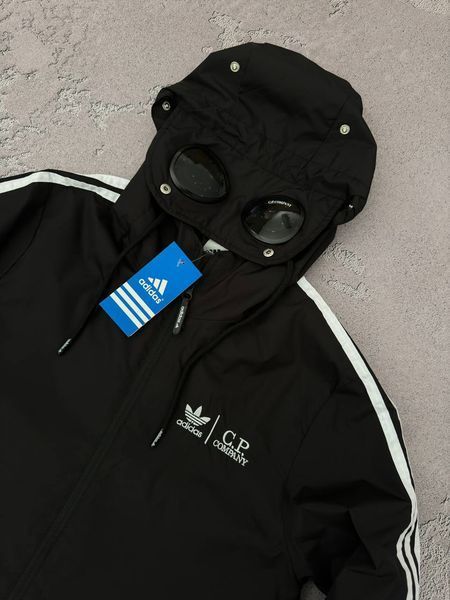 Мужская ветровка Adidas&C.P.Company с капюшоном черная Куртка Адидас&С.П.Компани весенняя Хар-475 фото