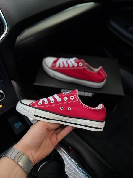Жіночі кеди Converse All Star низькі червоні текстиль Кросівки Конверси Arm-HD45 фото
