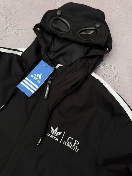 Мужская ветровка Adidas&C.P.Company с капюшоном черная Куртка Адидас&С.П.Компани весенняя Хар-475 фото