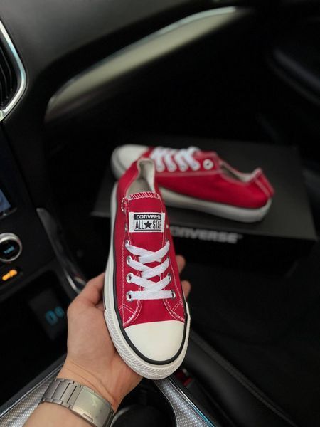 Жіночі кеди Converse All Star низькі червоні текстиль Кросівки Конверси Arm-HD45 фото