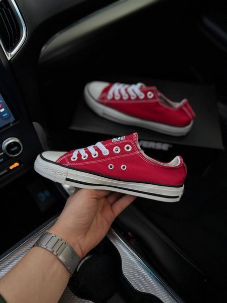 Жіночі кеди Converse All Star низькі червоні текстиль Кросівки Конверси Arm-HD45 фото