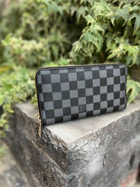 Мужской кошелек Louis Vuitton в клетку серый Клатч из эко кожи бумажник Луи Виттон Cap-170 фото