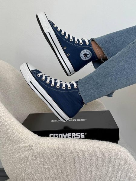 Жіночі кеди Converse All Star високі сині текстиль Кросівки Конверси Arm-CN-007 фото