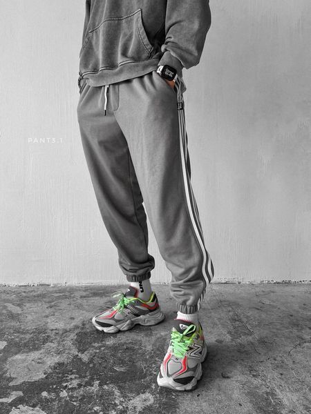 Чоловічі спортивні штани з лампасами сірі Smm-pant3 фото