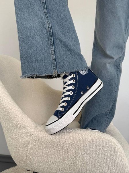 Жіночі кеди Converse All Star високі сині текстиль Кросівки Конверси Arm-CN-007 фото