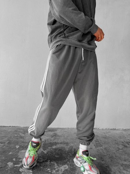 Чоловічі спортивні штани з лампасами сірі Smm-pant3 фото