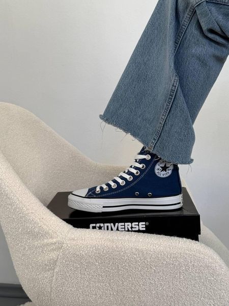 Жіночі кеди Converse All Star високі сині текстиль Кросівки Конверси Arm-CN-007 фото