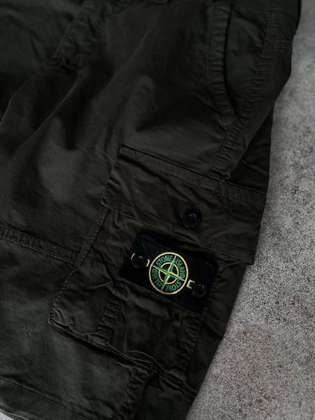 Мужские шорты карго Stone Island хакі Бриджи Стон Айленд з карманами моло-ST61 фото
