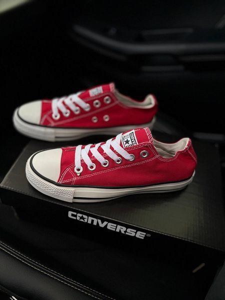 Жіночі кеди Converse All Star низькі червоні текстиль Кросівки Конверси Arm-HD45 фото