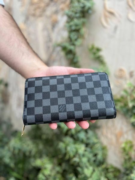 Мужской кошелек Louis Vuitton в клетку серый Клатч из эко кожи бумажник Луи Виттон Cap-170 фото