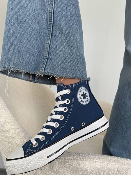 Жіночі кеди Converse All Star високі сині текстиль Кросівки Конверси Arm-CN-007 фото