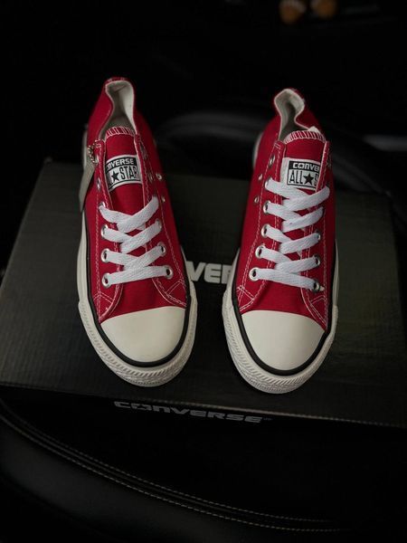 Жіночі кеди Converse All Star низькі червоні текстиль Кросівки Конверси Arm-HD45 фото