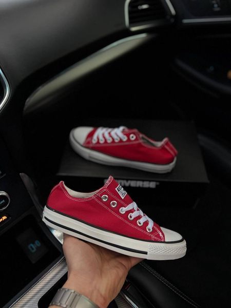 Жіночі кеди Converse All Star низькі червоні текстиль Кросівки Конверси Arm-HD45 фото