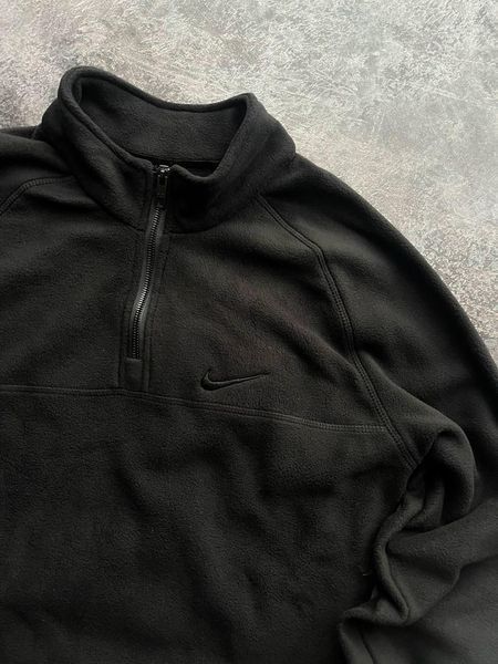 Чоловіча флісова кофта Nike чорна Фліска Найк без капюшона Pav-195 фото