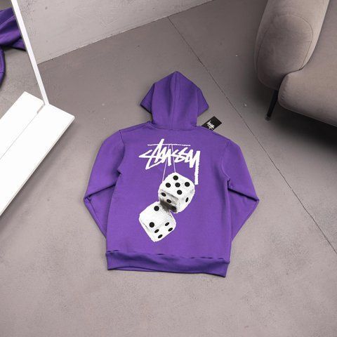 Мужское зимнее худи Stussy с капюшоном фиолетовое Толстовка Стусси Ads-494 фото