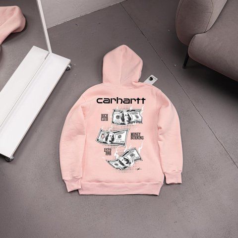 Мужское зимнее худи Carhartt с капюшоном бежевое Толстовка Кархарт Ads-485 фото