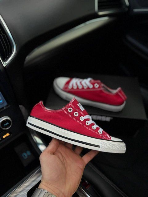 Женские кеды Converse All Star низкие красные текстиль Кроссовки Конверсы Arm-HD45 фото