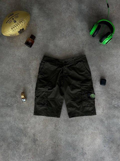 Мужские шорты карго Stone Island хаки бриджи Стон Айленд з карманами моло-ST61 фото