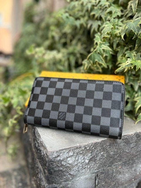 Мужской кошелек Louis Vuitton в клетку серый Клатч из эко кожи бумажник Луи Виттон Cap-170 фото