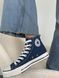 Жіночі кеди Converse All Star високі сині текстиль Кросівки Конверси Arm-CN-007 фото 7