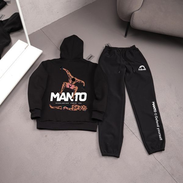 Мужской зимний спортивный костюм Manto Stomp бежевый Комплект Манто Худи Штаны плащевка Ads-526 фото
