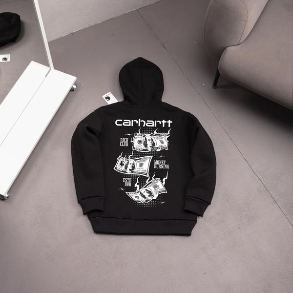 Мужское зимнее худи Carhartt с капюшоном бежевое Толстовка Кархарт Ads-485 фото