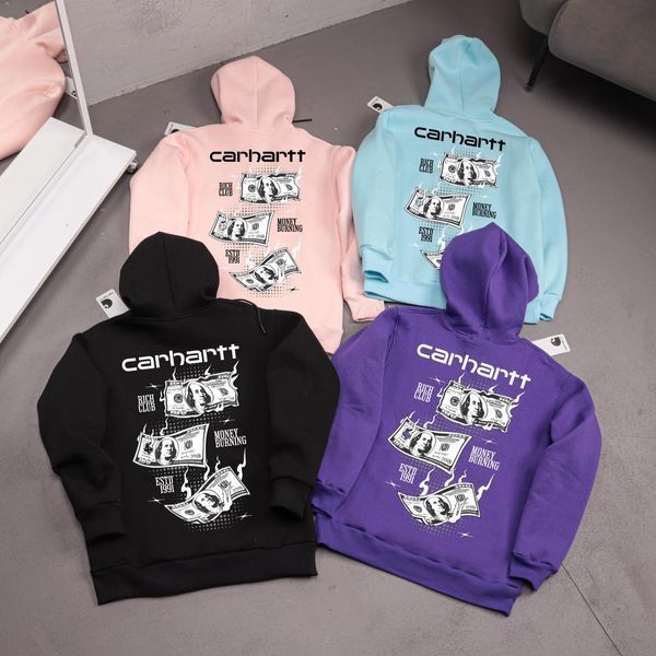 Мужское зимнее худи Carhartt с капюшоном бежевое Толстовка Кархарт Ads-485 фото