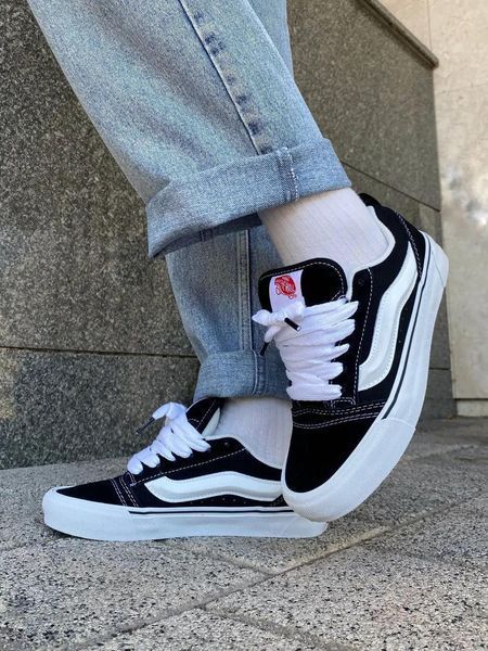 Женские кеды Vans Knu Skool черно-белые замшевые Кроссовки Ванс Кну Скул Arm-KNU1 (коп1) фото