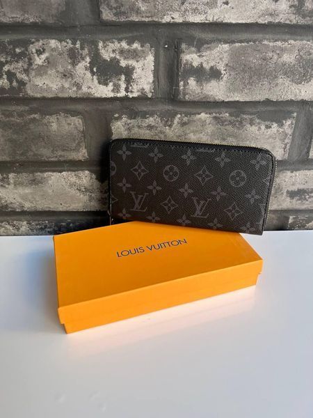 Мужской кошелек Louis Vuitton черный Клатч из эко кожи бумажник Луи Виттон Cap-195 фото